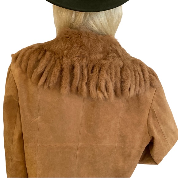 ASHLEY STEWART  | CAMEL FUR LEATHER COAT - Picture 10 of 16